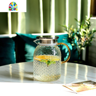 冷水壶套装水杯家用北欧凉水壶玻璃可高温凉水杯大容量凉白开水壶 FENGHOU 米粒壶1.3升+4只高杯+双层托盘送4勺子