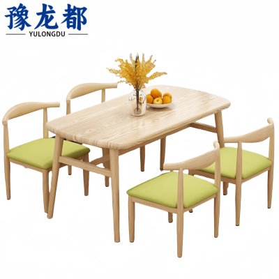 豫龙都食堂餐桌椅 一桌四椅套