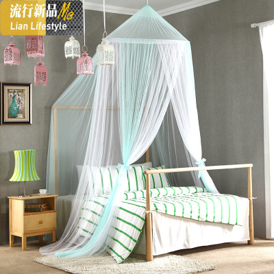 圆顶吊顶蚊帐1.2m/1.5m/1.8m床双人家用宫廷公主风落地加密免安装 三维工匠
