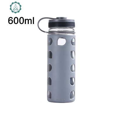 水滴杯便携大容量单层玻璃杯加厚防摔硅胶随手运动带盖水杯子封后