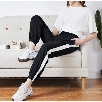 [1折价32.9元,叠加优惠券]唐狮 运动裤女夏季薄款宽松休闲显瘦黑色卫裤运动束脚裤休闲裤子女