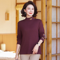 时尚刺绣妈妈装上衣女40-60岁中老年小衫女春季薄款女中年打底衫