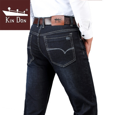 金盾(KINDON)2021春夏新款男士牛仔裤男青中年弹力直筒舒适中高腰牛仔裤男士休闲裤大码男装宽松长裤子-PG
