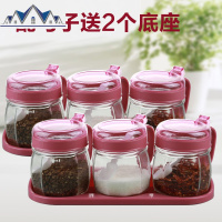 厨房用品玻璃调料盒盐罐调味罐家用佐料瓶收纳盒组合装调味瓶套装 三维工匠