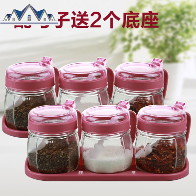 厨房用品玻璃调料盒盐罐调味罐家用佐料瓶收纳盒组合装调味瓶套装 三维工匠