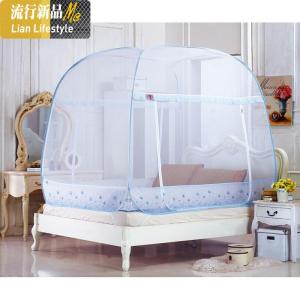 免安装蒙古包蚊帐1.8米三开方顶拉链钢丝魔术折叠1.5米 三维工匠