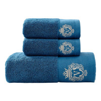 安居先森五星级酒店品质新疆长绒棉奥斯汀爆品三件套毛巾浴巾礼盒套装两面一浴 蓝色(套)