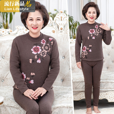 恋名媛老年人保暖内衣套装女70岁80老人奶奶冬装加绒秋衣裤妈妈毛衣内穿妈妈装
