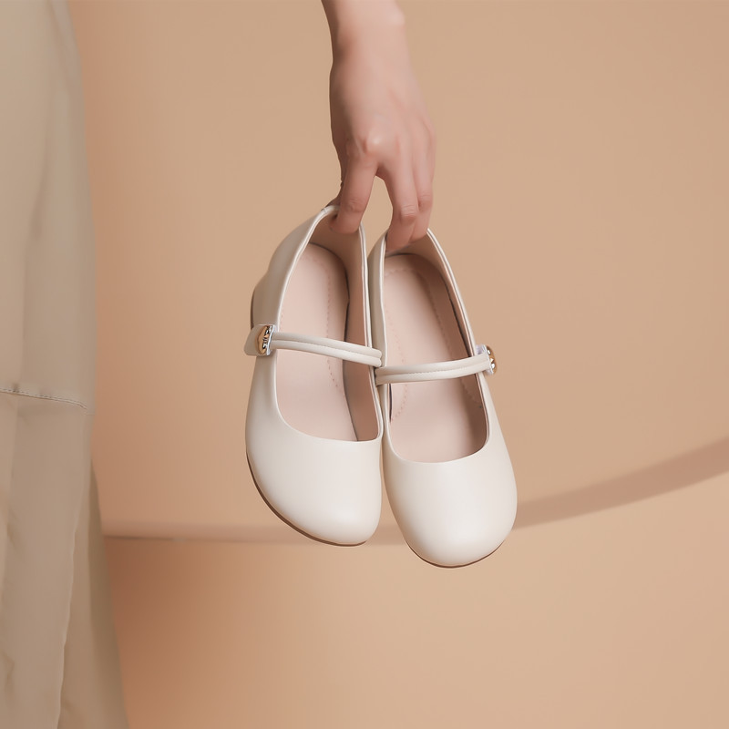 真皮软底妈妈鞋春秋豆豆单鞋玛丽珍法式瓢鞋古风鞋舒适四季鞋