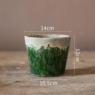 美帮汇彩色玻璃釉渐变色花盆 美式乡村复古多肉植物粗陶红陶透气 花盆(A款)(底部有孔) 中