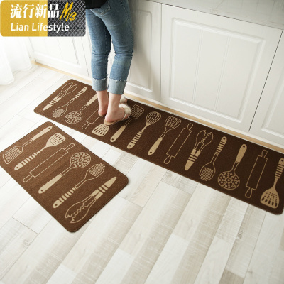 尼龙圈绒厨房地垫 长条房间床边地毯 中式美式厨房垫吸水防滑脚垫 三维工匠