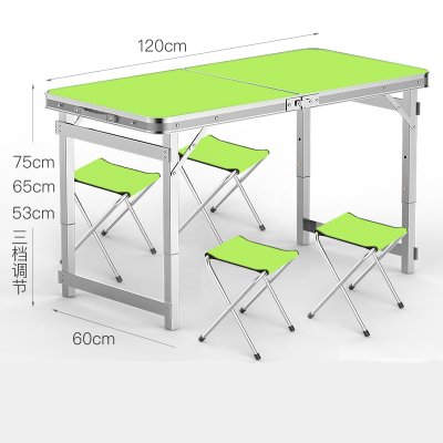易企采 折叠桌方管绿色户外夜市摆摊地推便携式折叠桌子小桌子折叠餐桌椅