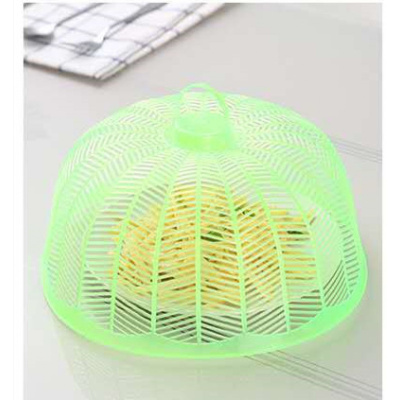 敬平(JING PING)菜罩餐桌饭菜罩防蚊蝇盖手提食物家用小号塑料圆形可重叠收纳马脸 10个绿色菜罩饭罩