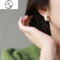 JiMi春夏米色耳圈蚊香盘耳夹无耳洞女清新无痛耳饰简约耳环法式设计感