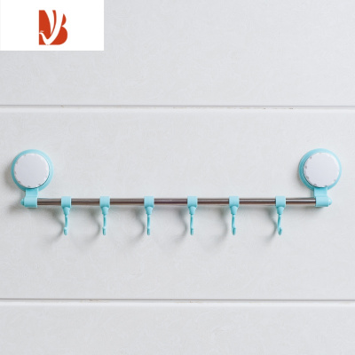 三维工匠免打孔排钩卫生间浴室吸盘毛巾挂架门后承重挂衣钩厨房壁挂钩粘钩 蓝色