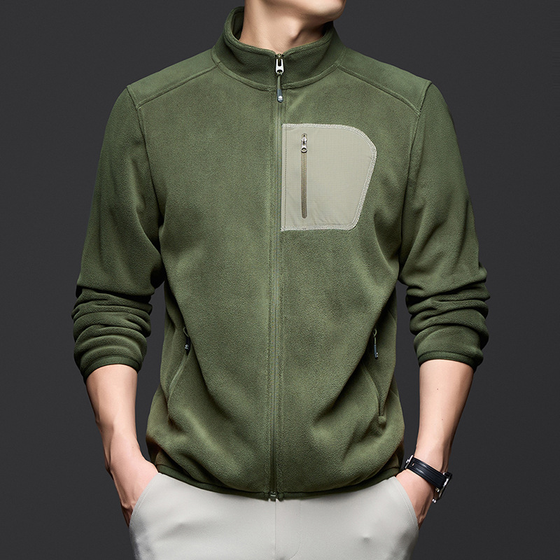 双面奥粒绒卫衣男外套秋冬季新款加厚立领拉链保暖户外休闲抓绒衣