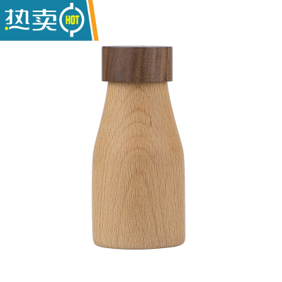 敬平木制牙签盒餐厅高端酒店家用牙签筒实木创意日式饭店定制logo 酒瓶形-深色盖+浅色身-大号