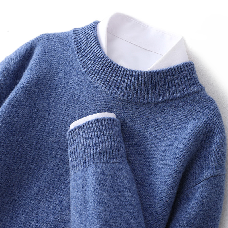 秋冬新款纯羊毛衫男加厚半高领套头毛衣大码男士非羊绒内搭打底衫