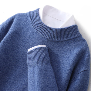 秋冬新款纯羊毛衫男加厚半高领套头毛衣大码男士非羊绒内搭打底衫