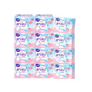 洁婷日用夜用卫生巾棉柔透气双U翼姨妈巾112片 [日10片*8包+8片*4包]