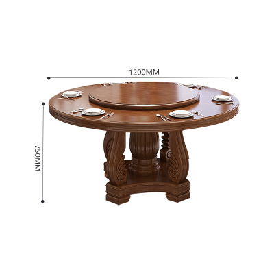 臻远 ZY5110222 实木餐桌圆形餐桌椅组合1.2米圆桌6把餐椅