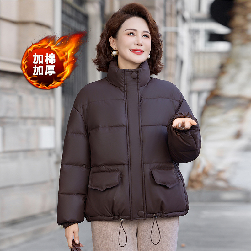 中老年女士短款棉服外套冬季保暖中年人衣服50岁显高显瘦妈妈棉衣