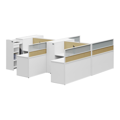 臻远ZYGW-125屏风工作卡位职员桌办公桌含储物衣柜 工型四人位