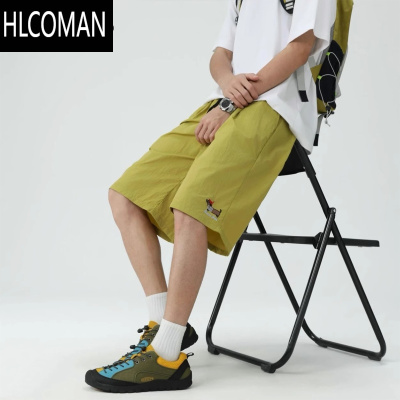 HLCOMAN多巴胺腊肠狗刺绣短裤男女夏季薄款尼龙速干冰丝设计感休闲运动裤