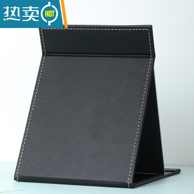 敬平镜子化妆镜折叠台式便携随身高清学生宿舍公主女大小号桌面梳妆镜便携式用镜 [大号]黑色26*18cm