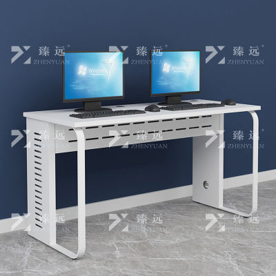 臻远 钢架电脑桌培训桌机房电脑桌学习桌课桌 双人位M款