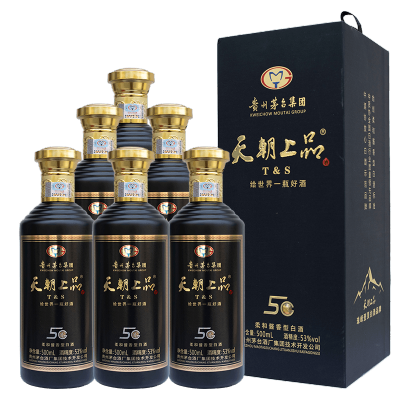 贵州茅台集团技开公司天朝上品柔和酱香型白酒53度5G商务用酒整箱装500ml*6瓶