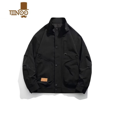 YANXU立领夹克男时尚港风工装外套2023秋季新款休闲男士纯色上衣ins潮