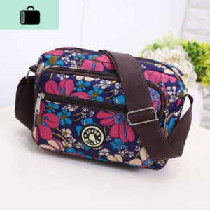 中老年斜挎包时尚百搭单肩妈妈小花包中年女包休闲尼龙帆布包三拉NEW LAKE女斜挎包