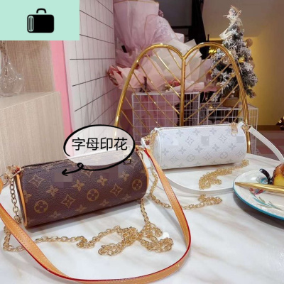 2020新款圆筒包单肩斜跨包复古印花小包时尚百搭大容量女包NEW LAKE女斜挎包