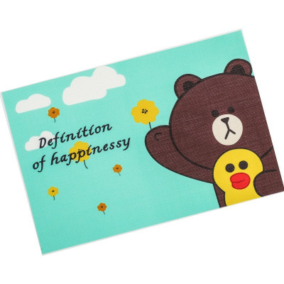 家柏饰(CORATED)小学生餐垫 儿童餐桌垫防水防油风布艺午餐隔热垫一年级餐垫布 泰迪熊[一片装] 30*45