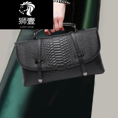 狮壹（Lionone）真皮手拿包女通勤休闲包2019韩版新款大容量单肩斜挎包白领商务包