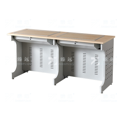 臻远 ZY4012411 隐藏式翻转电脑桌培训桌办公桌B款双人位