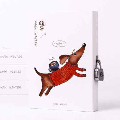 林檎带锁日记本 A5盒装日记本少女心手账本密码锁韩系创意小清新本文艺记事锁本子卡通彩页手插画送女朋友老婆生日礼物送女朋友