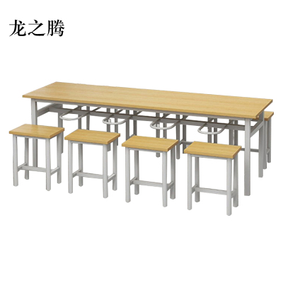 龙之腾餐桌8人学校食堂小吃店快餐桌椅饭堂防火板桌2200*600*750[含椅]