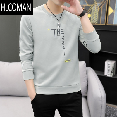 HLCOMAN长袖T恤2024新款打底衫潮秋衣男上衣加绒卫衣内搭衣服