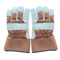 铂识 半皮帆布工作手套(加绒款) 均码 双