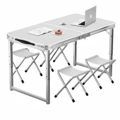 悦兴诚野餐桌 120cm白色+4布凳