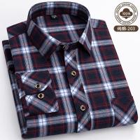 新款男长袖衬衫男中老年加肥加大码宽松休闲直摆衬衣