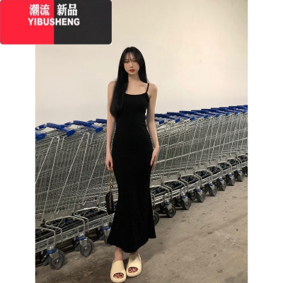 YIBUSHENG轻熟御姐风性感紧身连衣裙女收腰遮肉包臀裙春秋内搭吊带长裙子