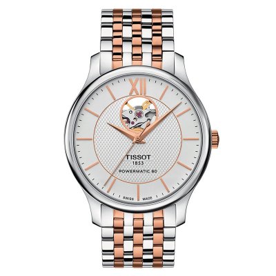 天梭(tissot)瑞士手表 俊雅系列 镂空开心表盘 全国联保钢带自动机械