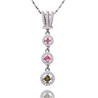 梦克拉Mkela S925银镶碧玺吊坠 缤纷 宝石吊坠