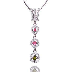 梦克拉Mkela S925银镶碧玺吊坠 缤纷 宝石吊坠 彩色