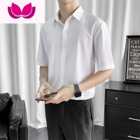 七斓黑色衬衫男短袖韩版薄款潮流dk男士休闲港风日系慵懒风免烫白衬衣