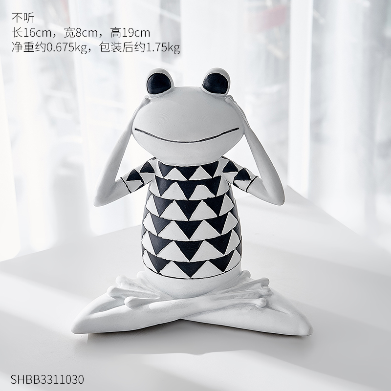 北欧创意瑜伽青蛙房间布置装饰品酒柜电视柜茶几小摆件少女 不听