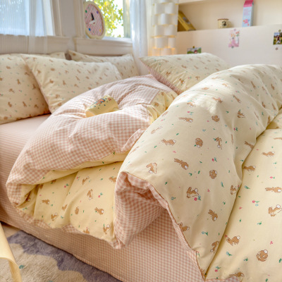 纯棉床上四件套全棉2026新款小清新被套罩床单三件套床品_635